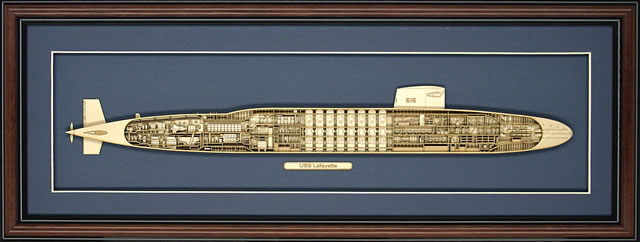 Wood Cutaway Model of USS Lafayette (SSBN-616)